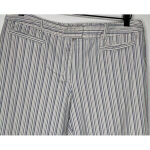 Liz Claiborne Crop Capri Womens 12 White Blue Stripes Stretch Pants w Pockets